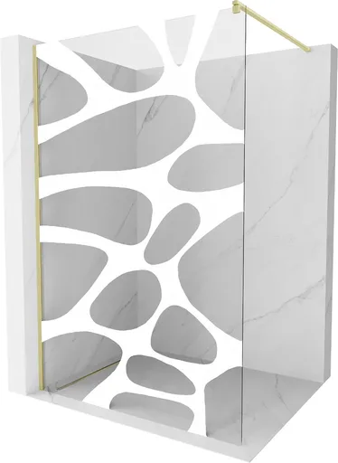 MEXEN/S - Kioto Sprchová zástena Walk-in 120 x 200, biely vzor 8 mm, zlatá kartáčovaná 800-120-101-55-97
