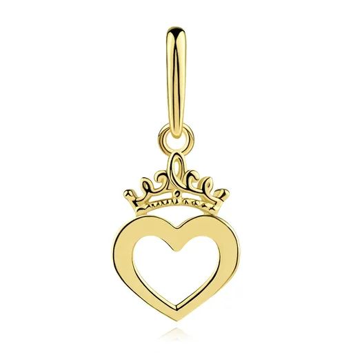 Prívesok 9K žlté zlato v tvare srdca s korunkou