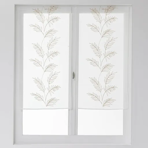 1 pár vitrážových záclon s výšivkou veľkých listov