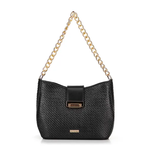 Dámska pletená crossbody kabelka čierna