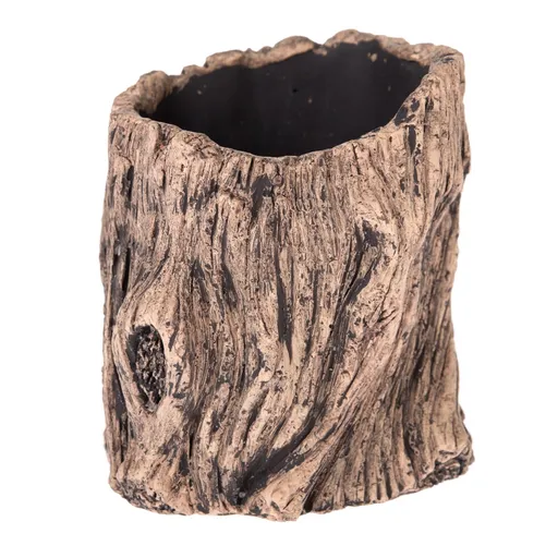 Betónový kvetináč Dekor kôra, hnedá, 12 x 13,5 cm, pr. 12 cm