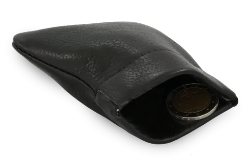 Čierne kožené vrecko na mince s pružinou 519-7708-60