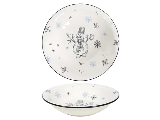 HIT Keramický hlboký tanier 21cm snehuliak