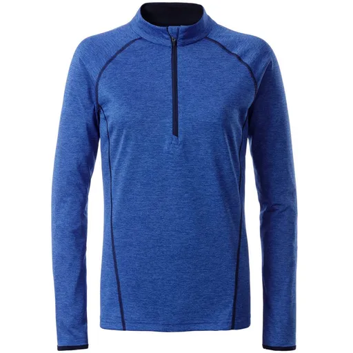 James & Nicholson (Daiber) Dámske funkčné tričko s dlhým rukávom JN497 - Modrý melír / tmavomodrá | XL