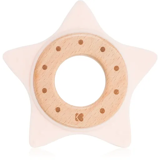 Kikkaboo Silicone and Wood Teether Star hryzadielko Pink 1 ks