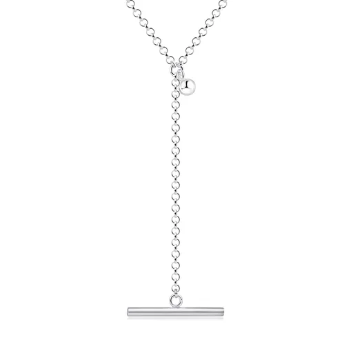 Strieborný 925 náhrdelník - gulička, krátka retiazka s priečnou paličkou