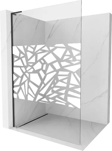 MEXEN/S - Kioto L Sprchová zástena WALK-IN 80 x 200, biely vzor, čierna 800-080-103-70-85