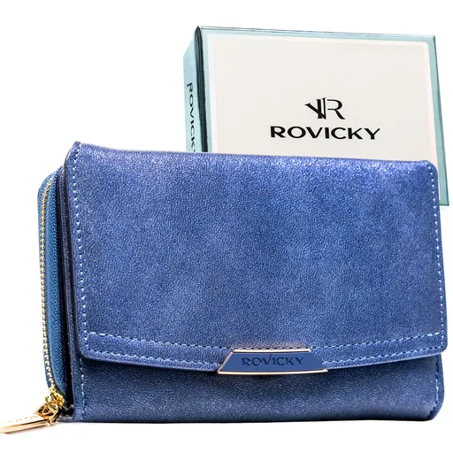 Dámska stredná modrá peňaženka z ekologickej kože s RFID ochranou