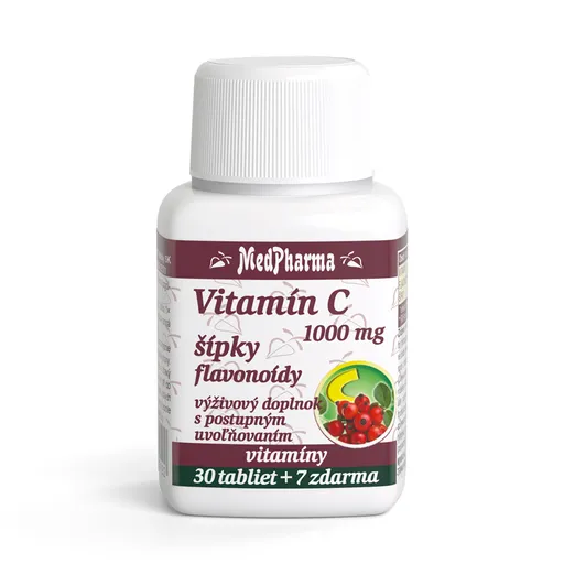 MedPharma VITAMÍN C 1000 mg so šípkami tablety s postupným uvoľňovaním 30+7 zadarmo