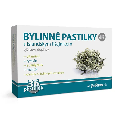 MEDPHARMA Bylinné pastilky bez cukru 36 kusov