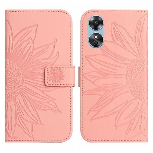 ART SUNFLOWER Peňaženkové puzdro s remienkom Oppo A17 ružové