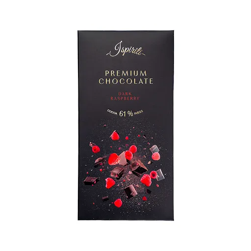 ISPIRITI Horká čokoláda 61% s kúskami malín 80 g