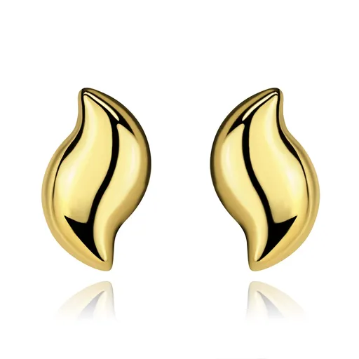 Zlaté náušnice 9K v tvare oblej vlnky s lesklým povrchom