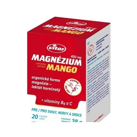 Vitar Magnézium 400 mg + vitamíny B6 a C s príchuťou manga 20 vreciek