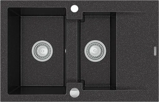 MEXEN MEXEN - Gaspar žula drez 1,5-misa drez s odkvapkávacia krátky odkvapkávač 737x475 mm, čierna mottled 6507731505-76