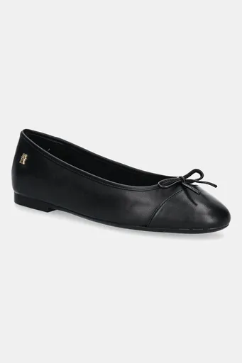 Kožené balerínky Tommy Hilfiger TOE CAP LEATHER BALLERINA