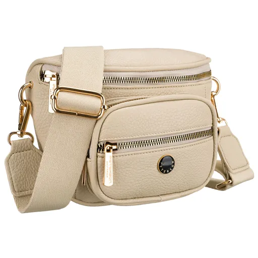 Béžová dámska ľadvinka Peterson z ekologickej kože so zipsovým zapínaním