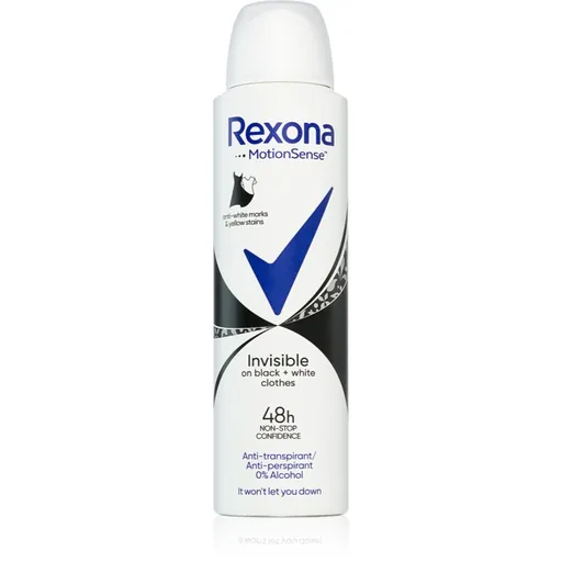 Rexona Invisible Black and White dezodorant v spreji proti bielym a žltým škvrnám 150 ml