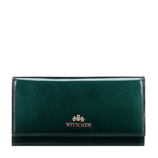 Veľká dámska lakovaná peňaženka zelená 14-1L-087-00