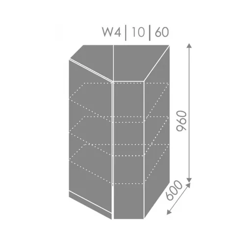 ArtExt Kuchynská linka Brerra - mat Kuchyňa: Horná rohová skrinka W4/10/60 / (ŠxVxH) 60 x 96 x 60 cm - v korpuse grey,biela,lava