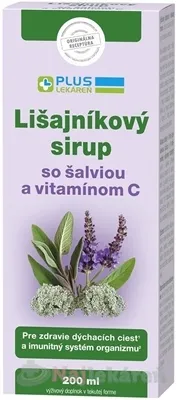 PLUS LEKÁREŇ Lišajníkový sirup so šalviou a vitamínom C, 200 ml