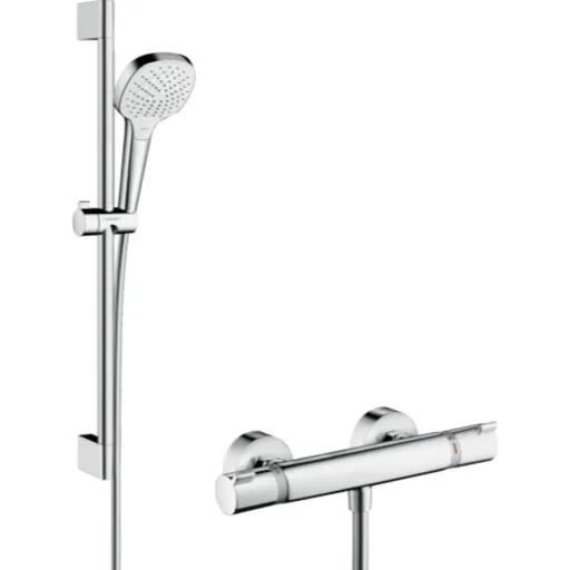 Hansgrohe Raindance Select E sprchový systém na stěnu s termostatickou batériou biela/chróm 27081400