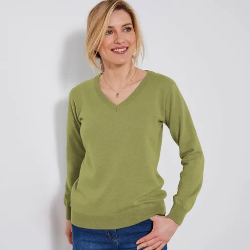 Pulóver s výstrihom do V z jahňacej vlny