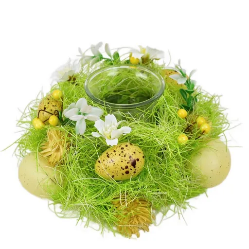 Jarný svietnik s motýlikom a vajíčkami, 17 x 8 cm