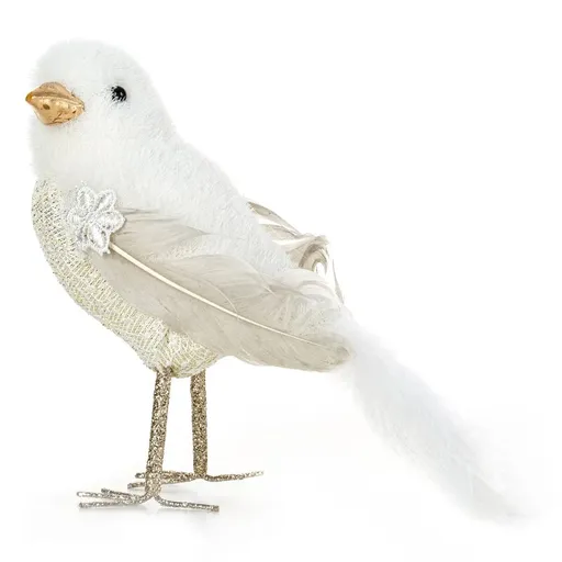 ArtFir Vianočná dekorácia VTÁČIK 63 | biela 20 x 7 x 15 cm