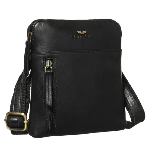 Pánska čierna kožená crossbody taška so zipsovým zapínaním