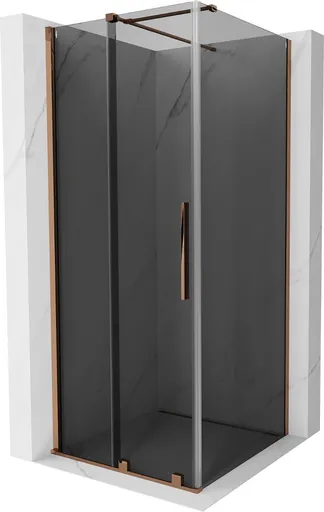 MEXEN/S - Velár sprchovací kút, posuvné dvere 110 x 110, grafit, ružové zlato 871-110-110-41-60