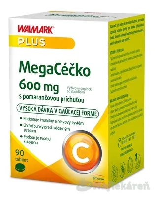 Walmark MegaCéčko 600 mg cmúľacie tablety pomaranč 90 tabliet