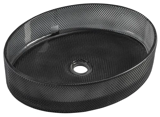 SAPHO - NOBAL gravírované sklenené umývadlo na dosku, 49x38cm, čierna TY326