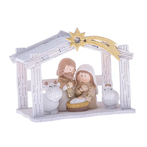 Vianočný betlehem s kométou 9,5 x 7,2 x 6 cm,biely