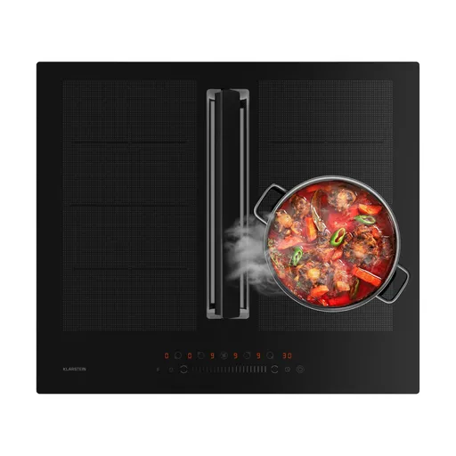 Klarstein Chef-Fusion Down Air System, indukčný sporák + DownAir digestor, 60 cm, 600 m³/h EEC A