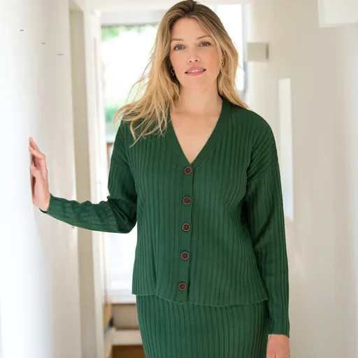 Vrúbkovaný sveter na gombíky