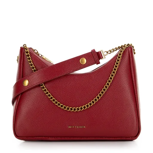 Dámska kožená kabelka typu bagetka červená 100-4E-606-3