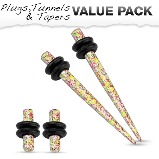 Sada štyroch oceľových piercingov do ucha, žltá, ružová a biela farba - Hrúbka: 1,6 mm