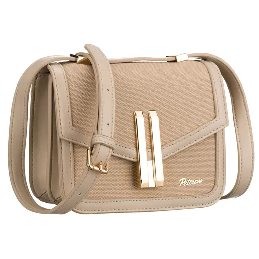 Dámska béžová crossbody kabelka Peterson s magnetickým klipsom a nastaviteľným popruhom