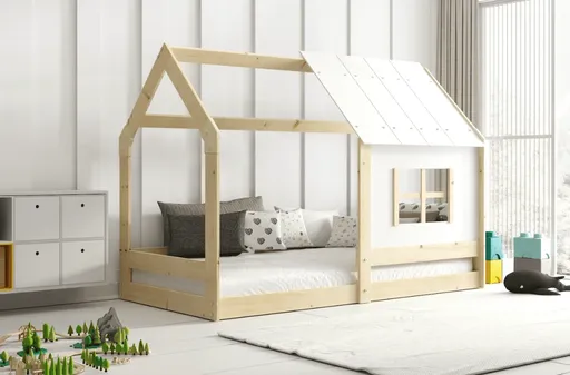 BMS Detská posteľ DOMČEK s oknom | borovica 80 x 160 cm