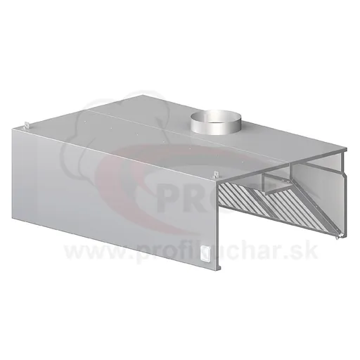 Nástenný odsávač pary - hranatý 2800x900x450mm, bez motora