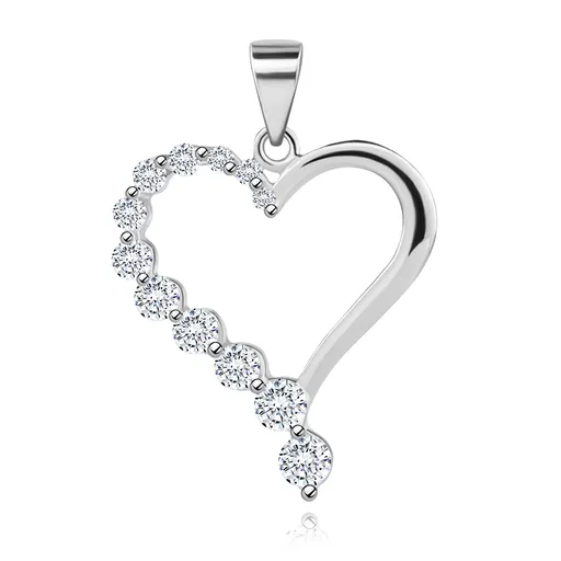 Prívesok zo striebra 925 - vykrojené srdce, predĺžená zirkónová silueta