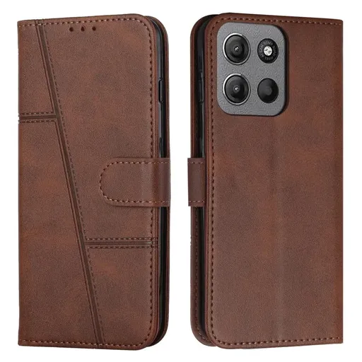 STITCHED Peňaženkový kryt pre Motorola Moto G15 / G15 Power tmavohnedý