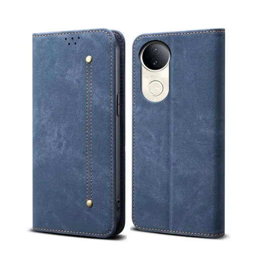 DENIM Peňaženkový kryt pre Vivo V50 5G modrý