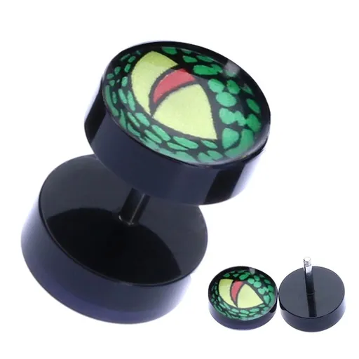 Falošný akrylový piercing do ucha s okom jaštera