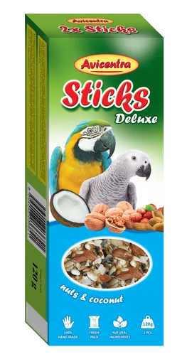 Avicentra Sticks Deluxe veľcí papagájové tyčinky s orechy a kokosom 110 g