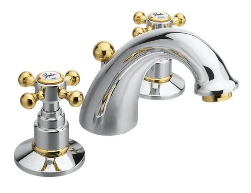 SAPHO - ANTEA trojprvková umývadlová batéria s výpusťou, chróm/zlato 3022