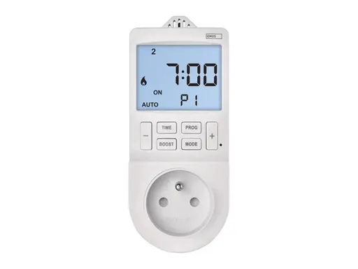 Termostat EMOS P5660FR zásuvkový s funkciou digitálneho časovača 2v1