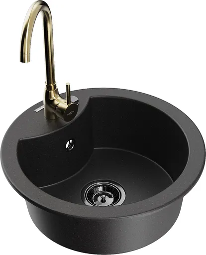 MEXEN/S MEXEN/S - Diego granitový drez vrátane batérie Telma, čierna 6512-77-670200-50-B