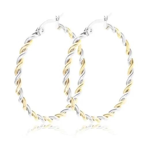 Splietané náušnice z ocele 316L, kruhy, dvojfarebné prevedenie